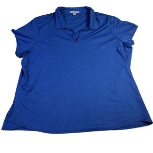 Port Authority Ladies Royal Blue Heathered Polo Shirt Short Sleeve V-Neck Sz 4XL